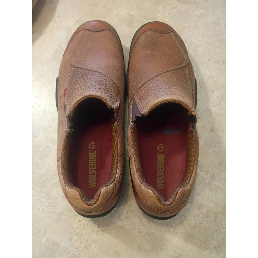 Wolverine MX Ortholite Brown Leather Slip On  Mens Size-9.5 Waterproof Rugged